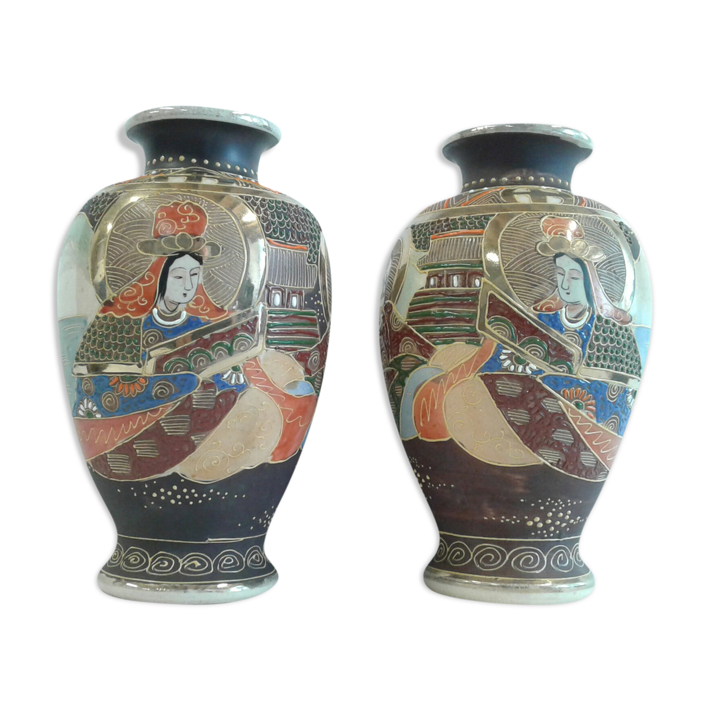 Pair Vases Satsuma