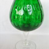 Vase Calice verre d'Empoli vert centre de table sur pied 38 cm coupe collection