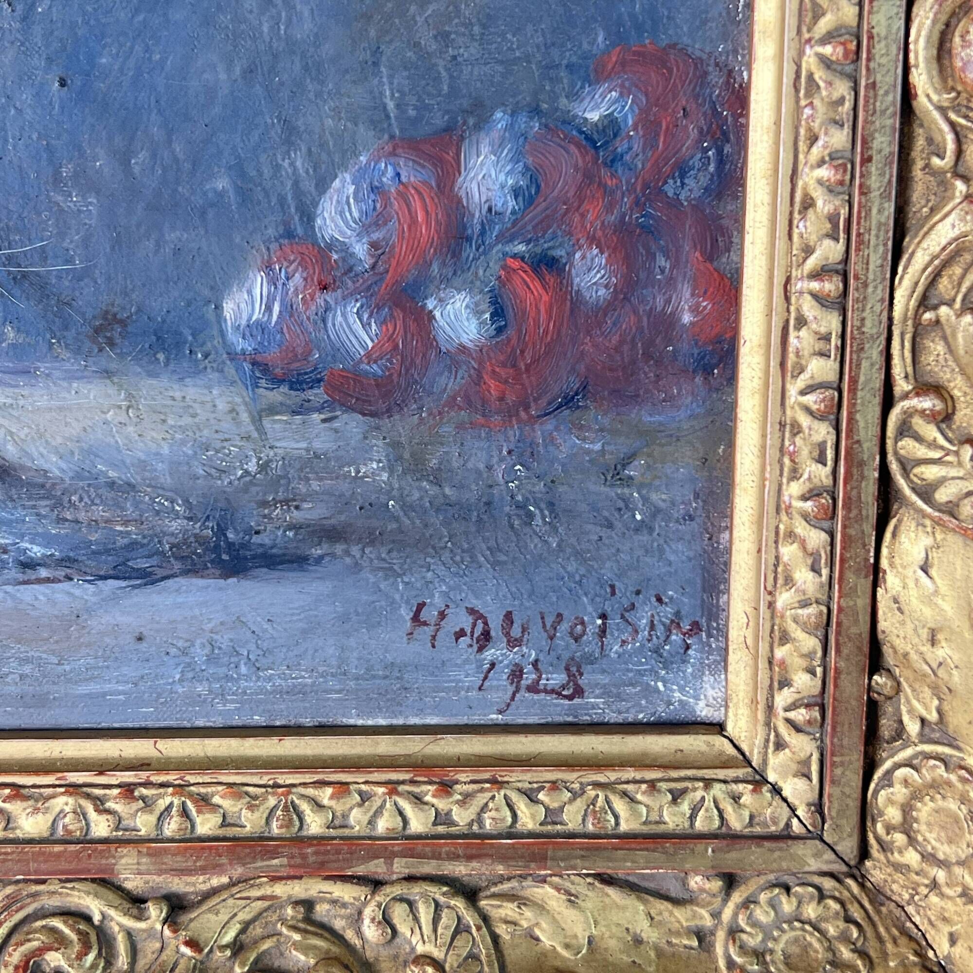 Henri duvoisin 1877-1959 oil on canvas still life empire frame, bacchus