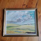 Tableau peinture huile origniale signée G. Carriat Roland Les Blés