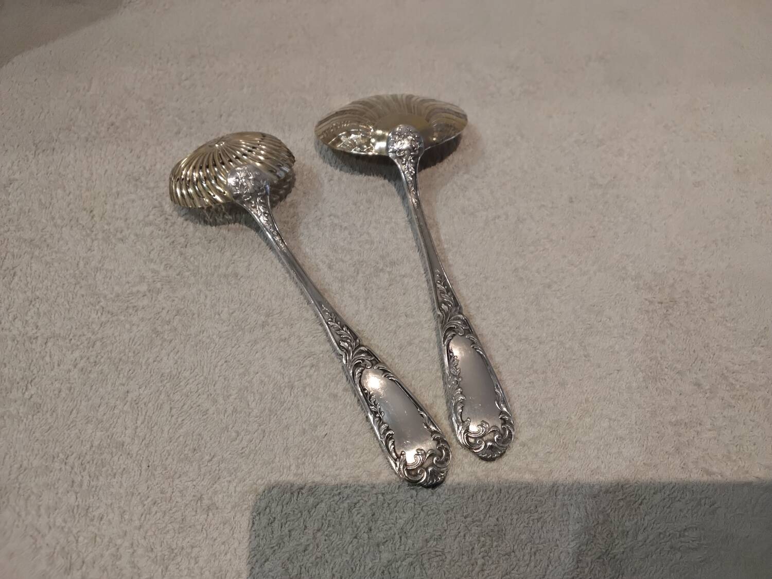 Strawberry set, 2 pieces, 950 silver, Minerva style, Rococo silversmith SAM