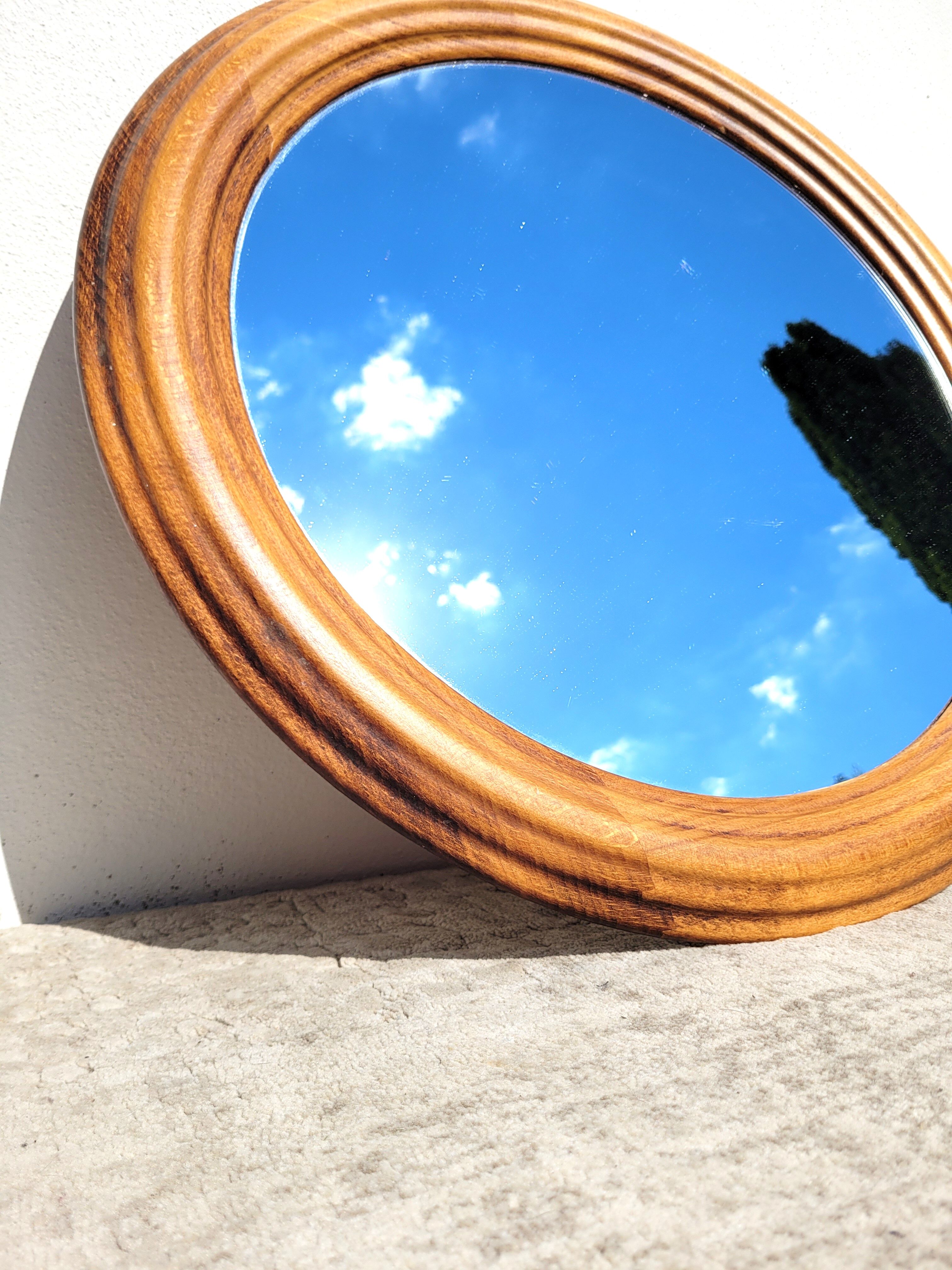 Mirror vintage round wood, 60cm