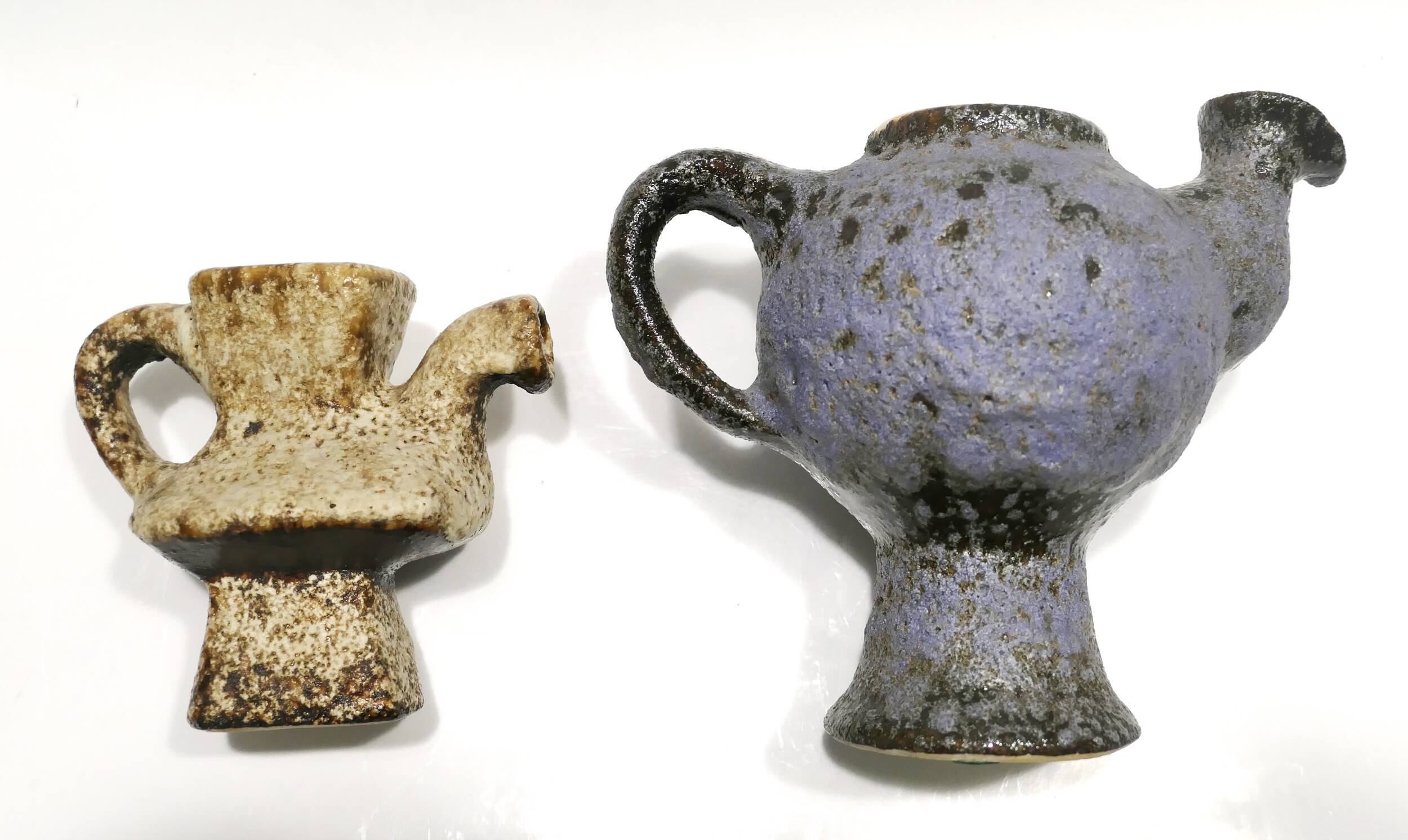 Pair of small ceramics from 1973 by Van Woerden for Vest Gouda
