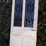 Porte d’entrée ancienne en chêne vitrée grilles en fonte 1925