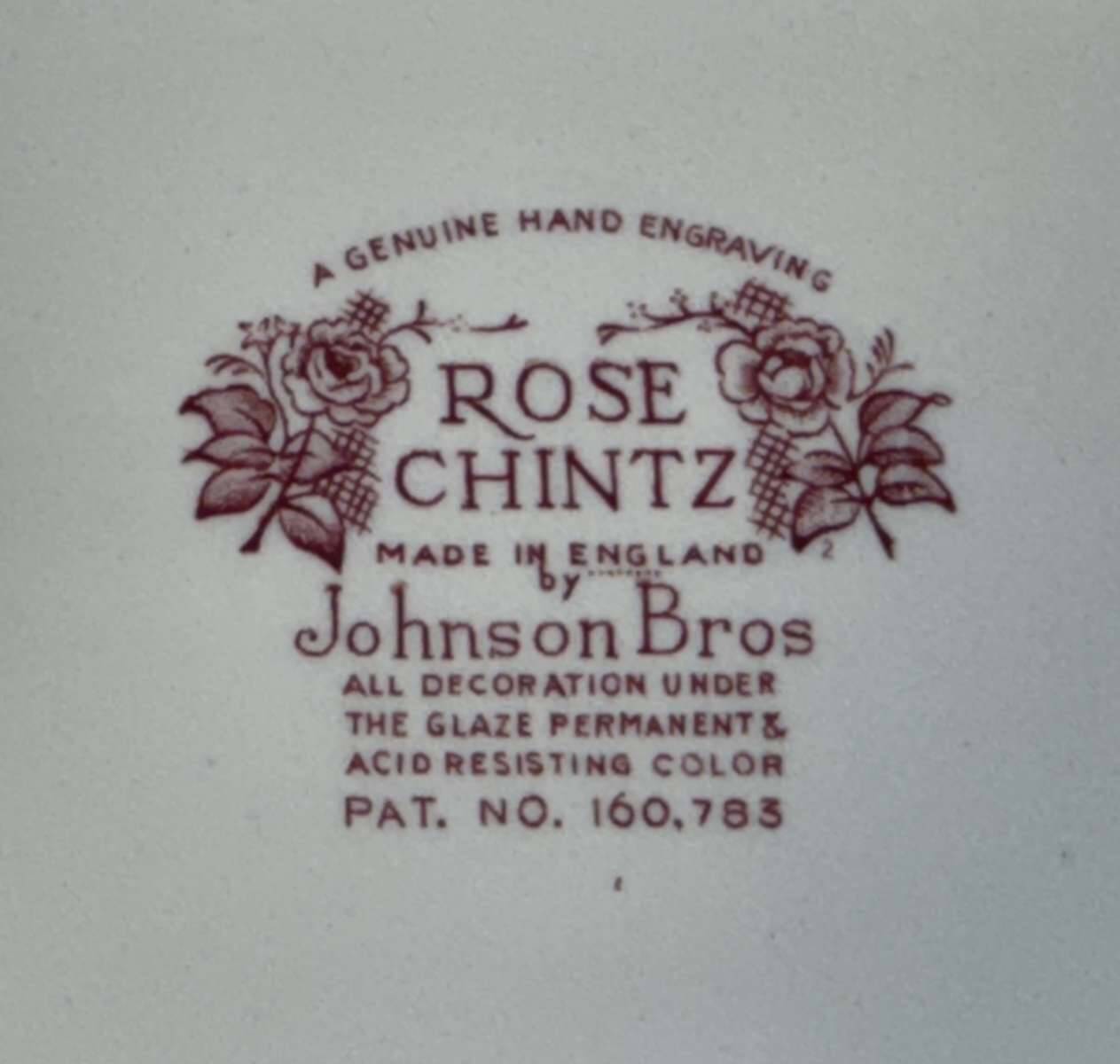 English porcelain service by Johnson Bros model Rose Chintz.