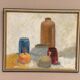 Mid-Century Oil on panel – "Still Life" by M.O. Vintage & Framed 44 × 26 cm