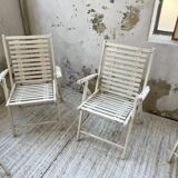 4 white wooden garden chairs