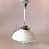 Art Deco pendant light in white opaline
