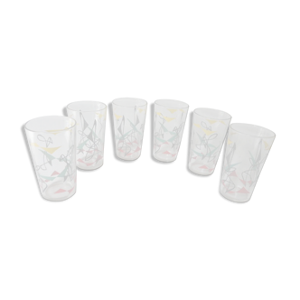 Set of 6 orange glasses in the 1960s