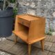 Solid oak compass feet bedside table 1950
