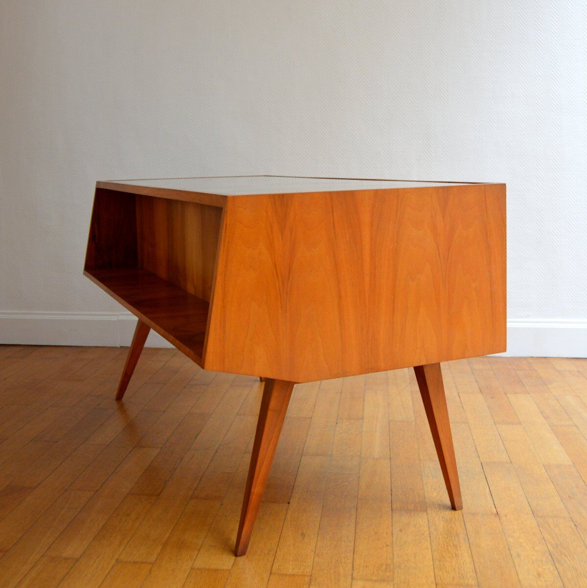 Scandinavian feet compass desk 1960 vintage teak