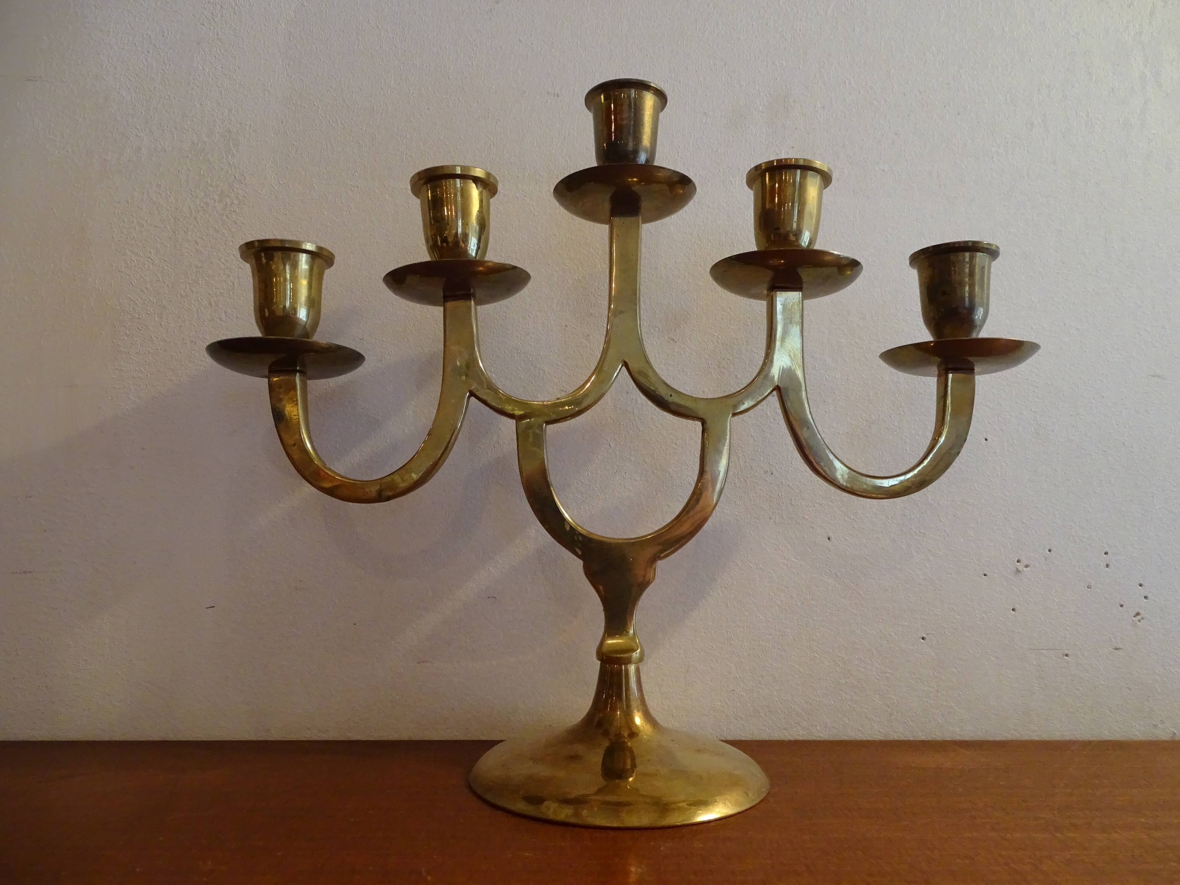 Chandelier 5 fires vintage brass