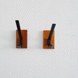Vintage teak wall hooks, mid century coat hooks