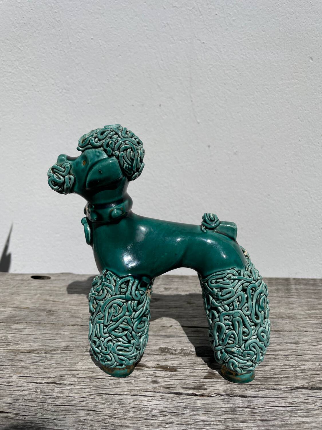 Spaghetti Green Ceramic Poodle Dog