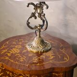 Bronze lamp painting on lampshade signed glass 47x28