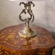 Lampe bronze  peinture sur abat jour signée verre 47x28