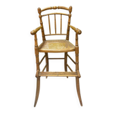 Ancienne chaise bébé cannage bois bambou début XXème