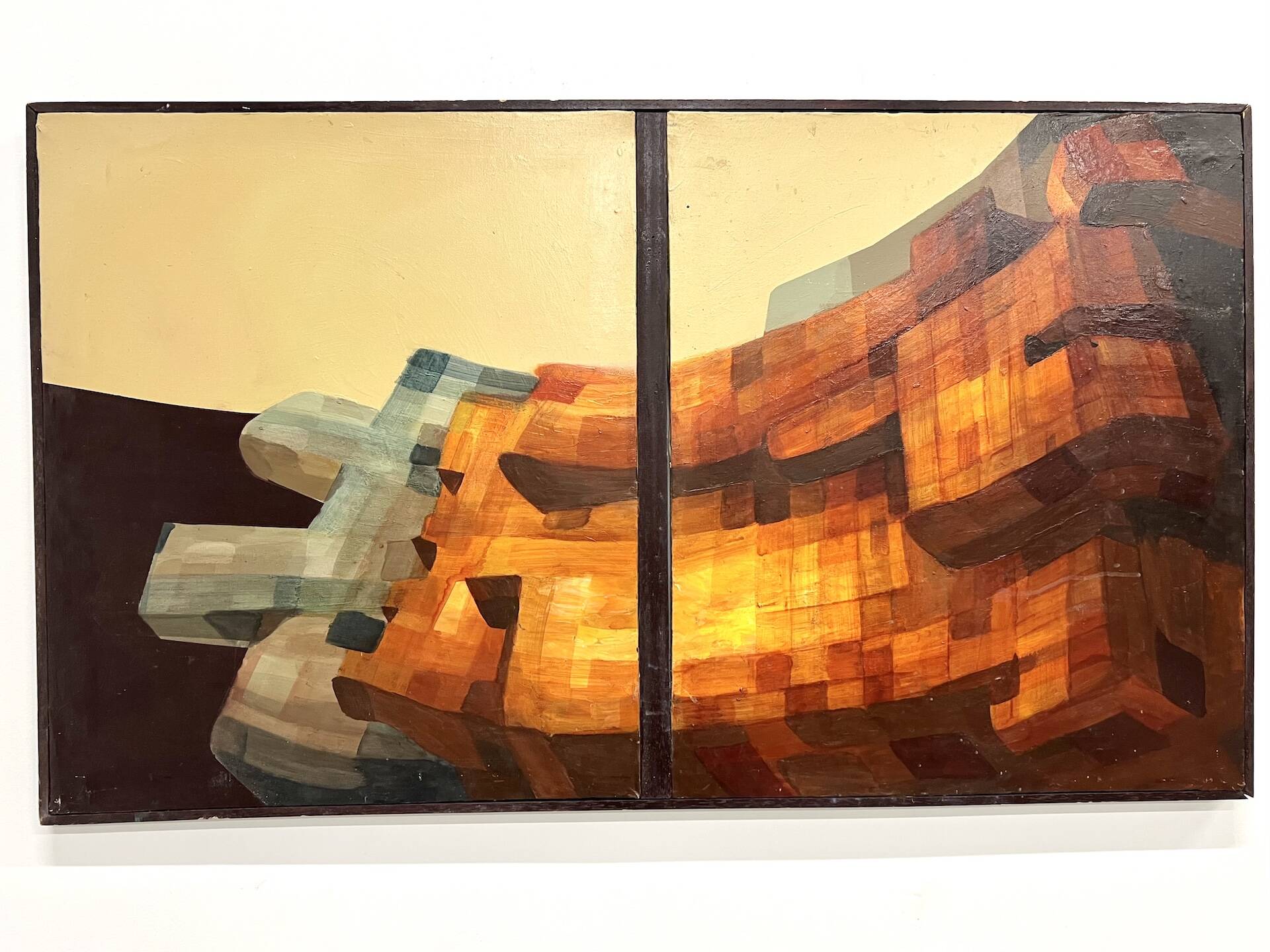 Modernist diptych, oil on canvas