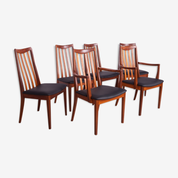 Mid Century Teak & Leather Dining Chairs by Leslie Dandy for G-Plan, 1960