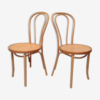 Paire de chaises en bois courbé bistrot