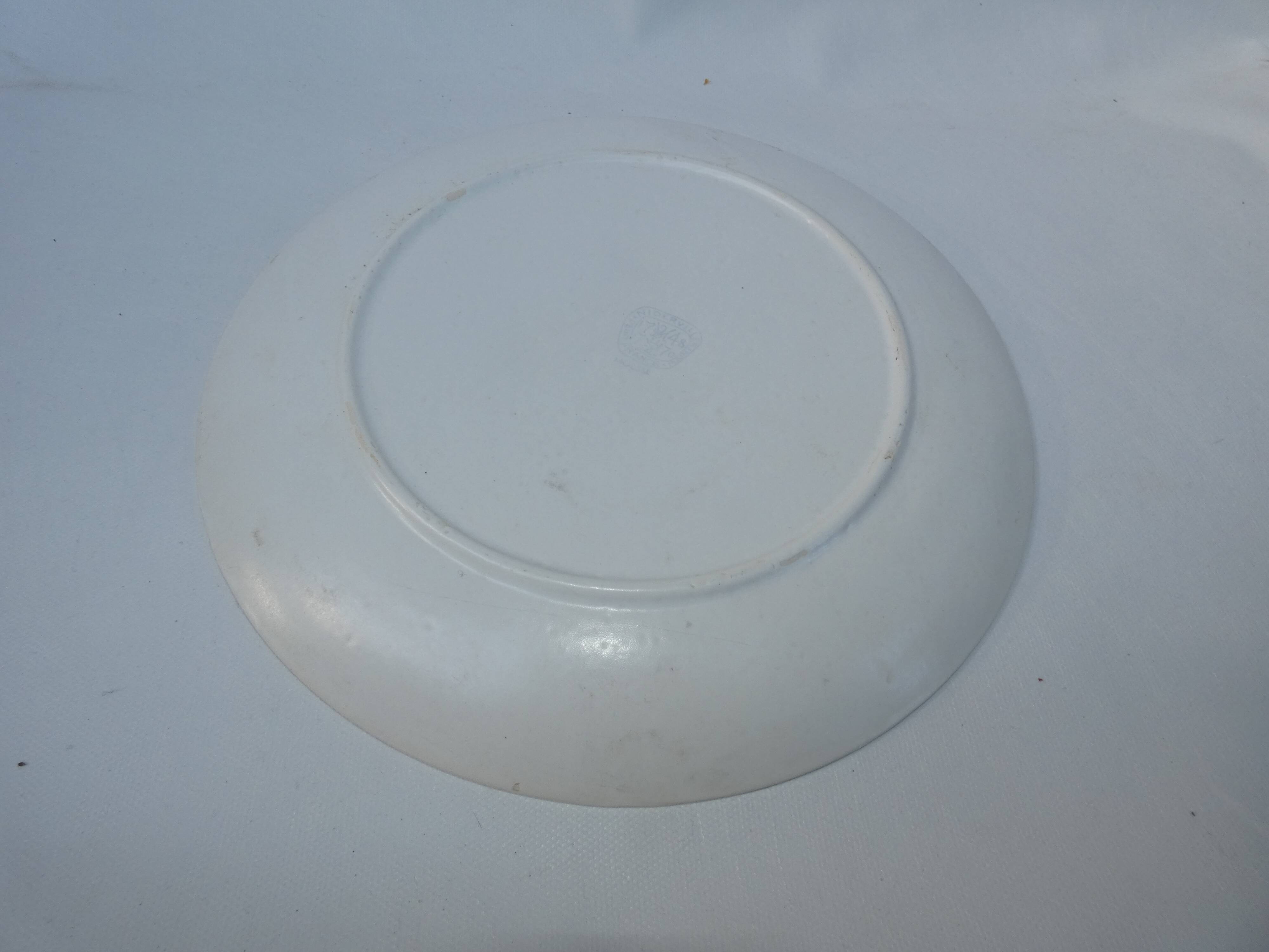 Turquoise ceramic oyster plate signed Niderviller model moss 1950 1960