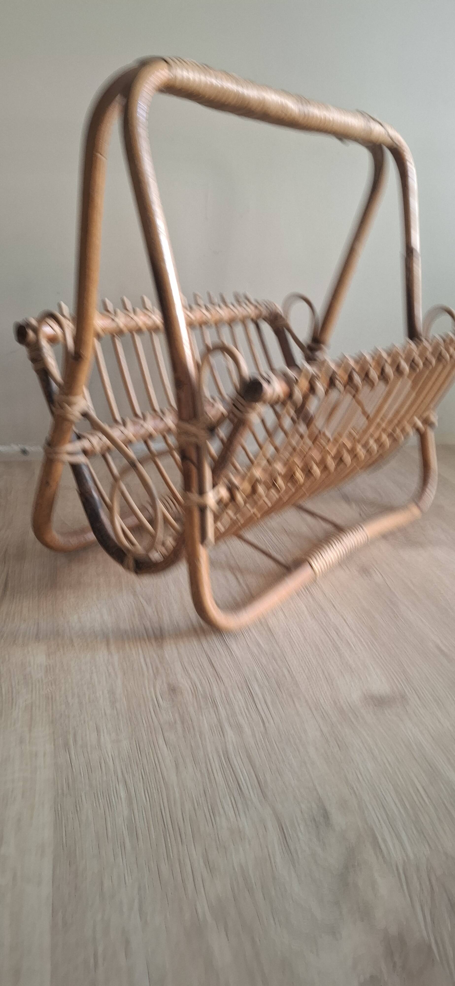 Rattan magazine rack