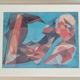 Tableau, peinture ancienne Mario Carletti composition Cubiste, XXeme s.