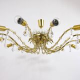 Mid-century floral brass and crystal chandelier by Lobmeyr, 1950s, Austria.