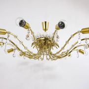 Mid-century floral brass and crystal chandelier by Lobmeyr, 1950s, Austria.