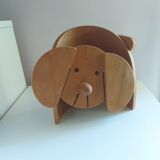 Vintage 80's wooden dog lamp, raison, france