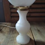 Original bedside desk lamp Base Marble White Globe opaline old vintage