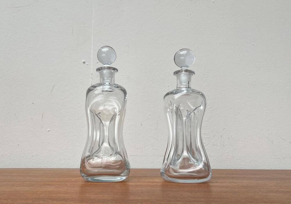 Danish Vintage Kluk Kluk Glass Bottles from Holmegaard, 1970s, Set of 2