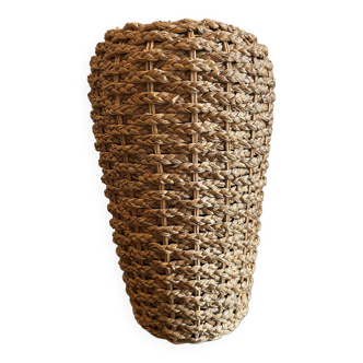 large wicker and stoneware vase