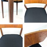 Lot de 2 chaises vintage Mid-Century en bois design danois assise noire sty