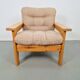 Vintage Brutalist Armchair in Pine and Fabric, 1970s