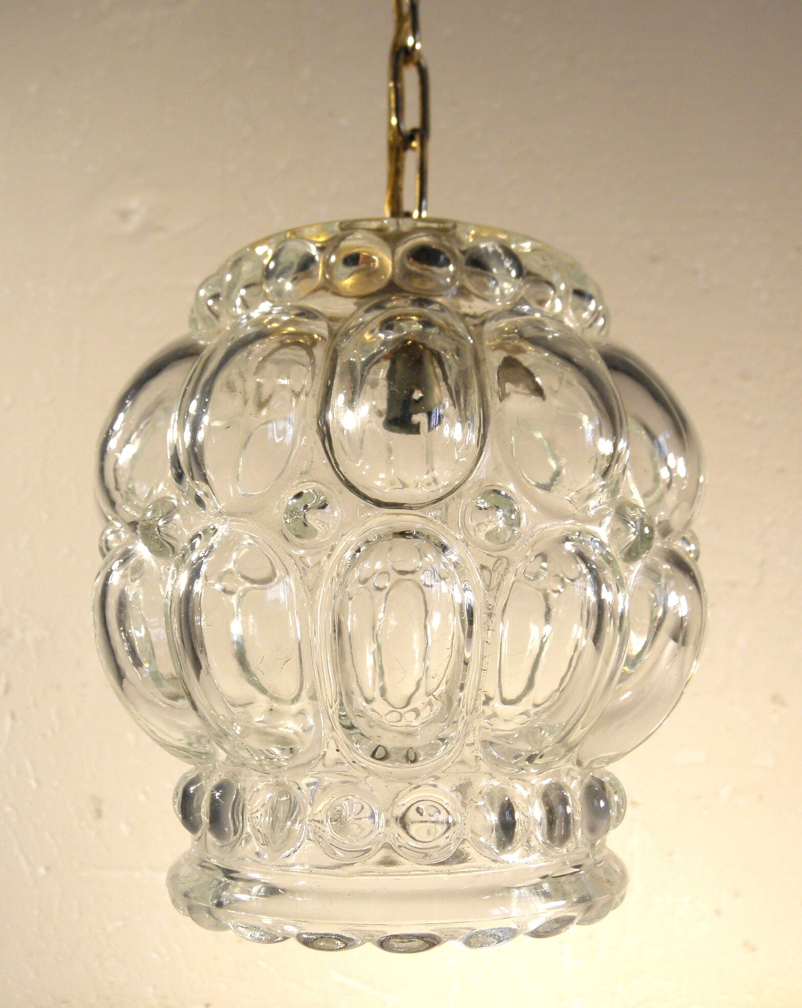 Moulded glass pendant lamp 1970