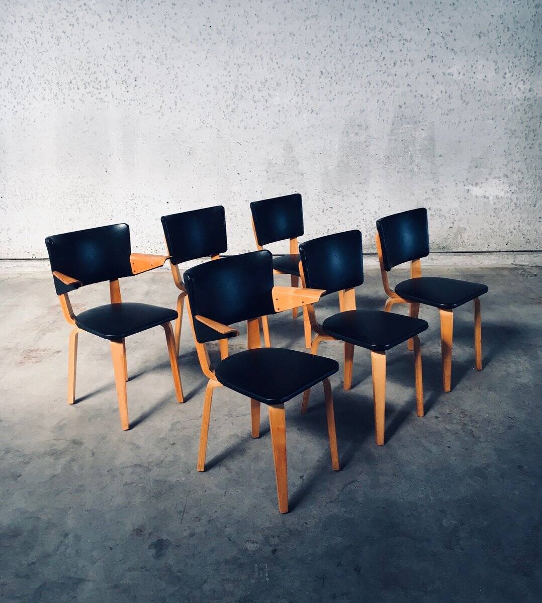 MCM Dutch Design Dining Chairs attributed to Cor Alons for Gouda Den Boer, 1950s, Set of 6