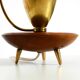 Large 1950s table lamp made of brass and teak, with a frosted glass shade
