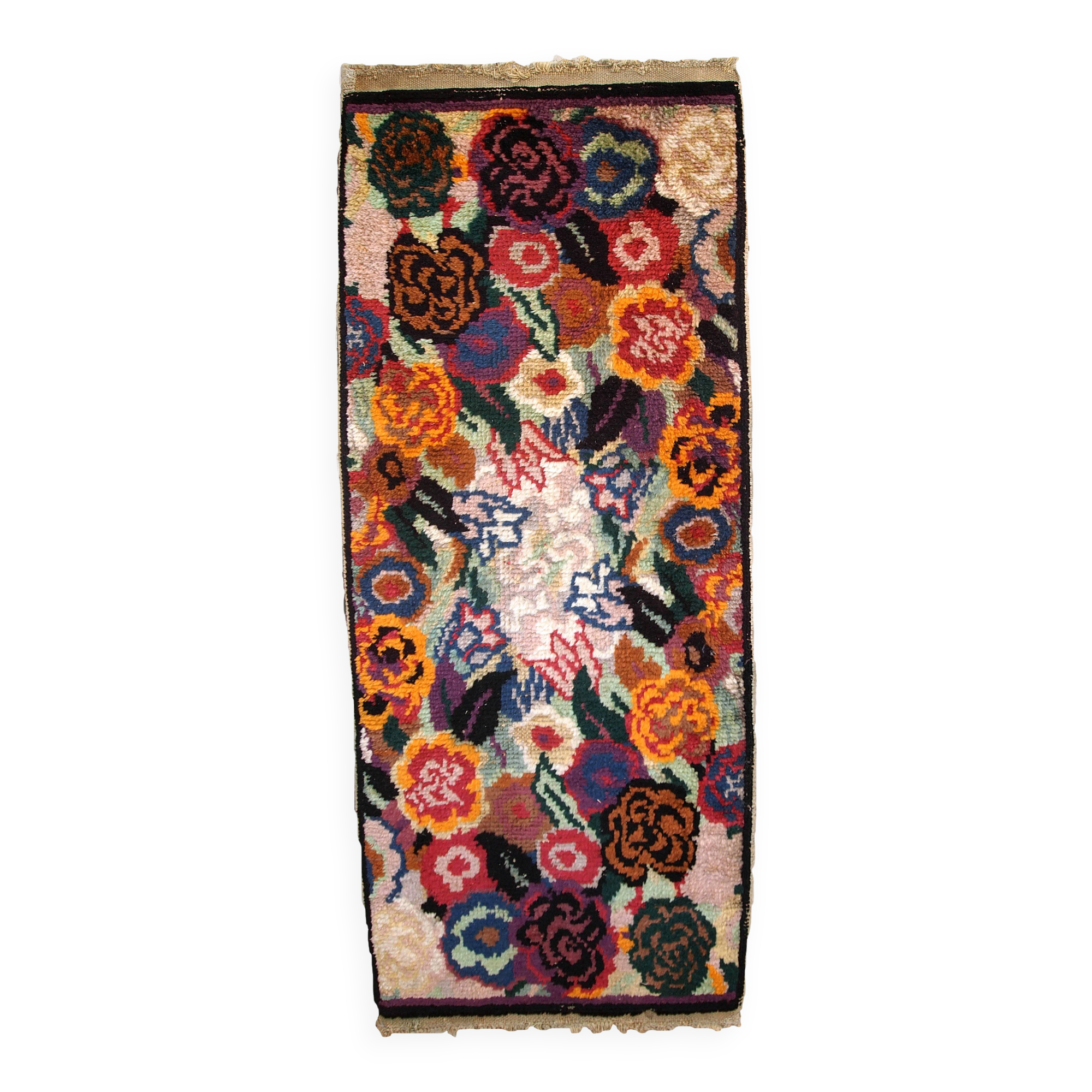 Tapis Antique Art Déco Français en Laine, Années 1920, Élégance Intemporell
