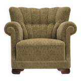 1960s, Danish vintage relax armchair, furniture cotton/wool, beech wood.