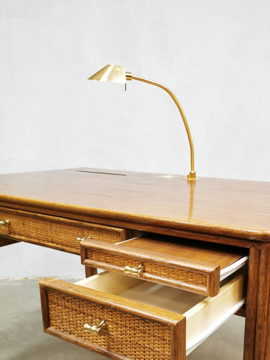 Vintage rattan caned desk Eleanor Forbes Mcguire San Francisco