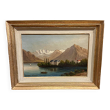 Charlotte LEHMANN: oil on canvas / lake view in Switzerland