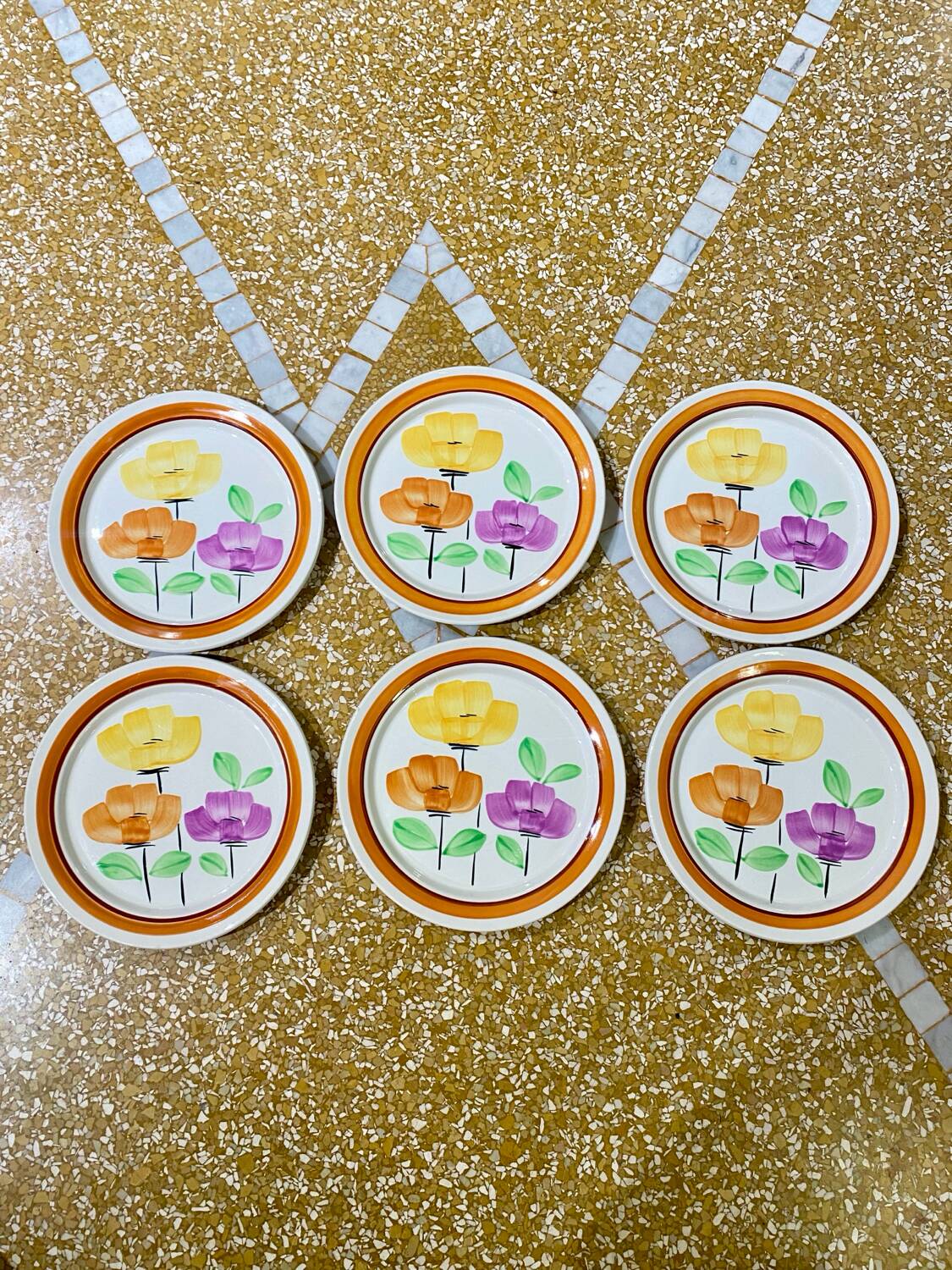 Set of 6 Anemone dessert plates from DIGOIN Sarreguemines