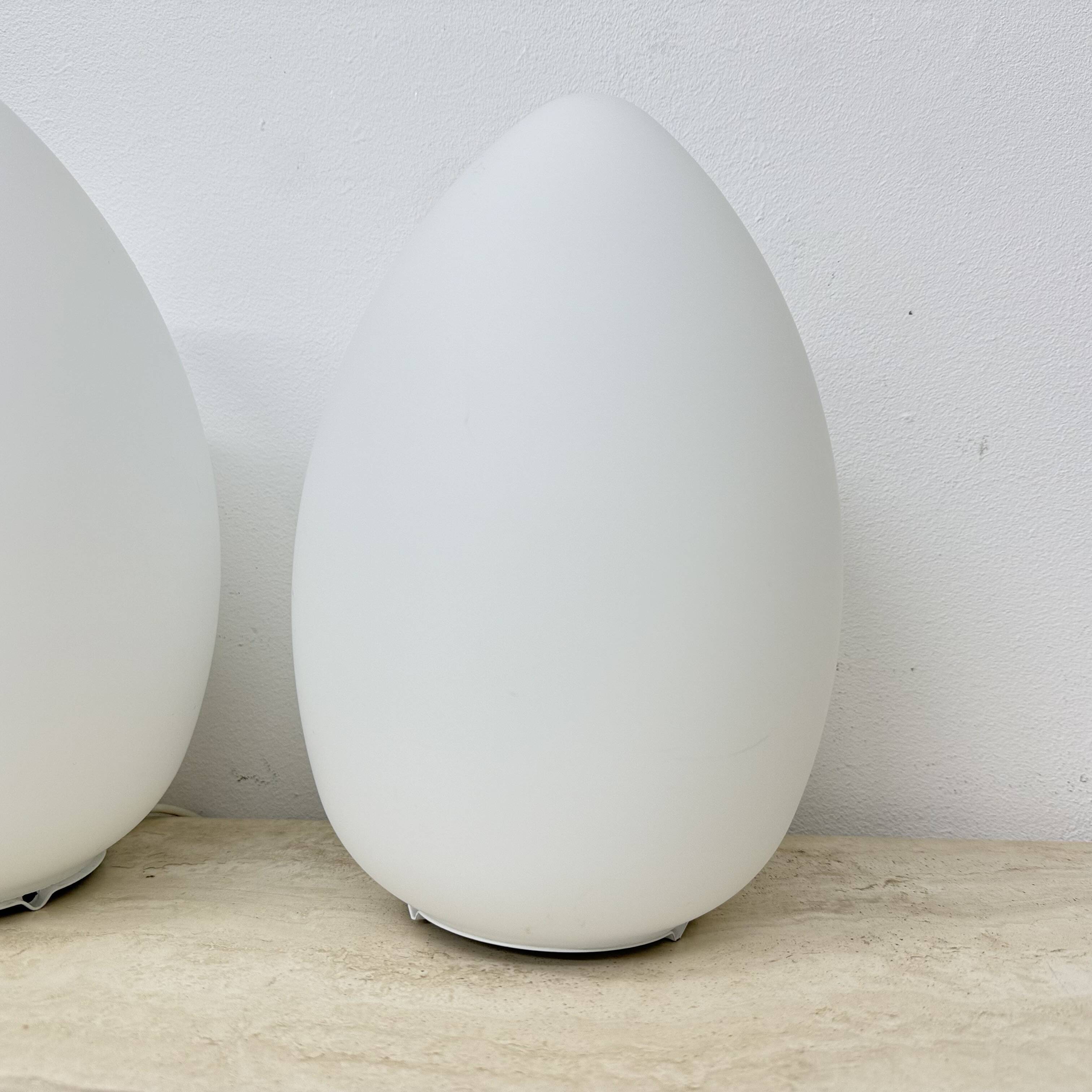 Set of 2 Vintage egg shaped opaline glass table lamp , 1970s