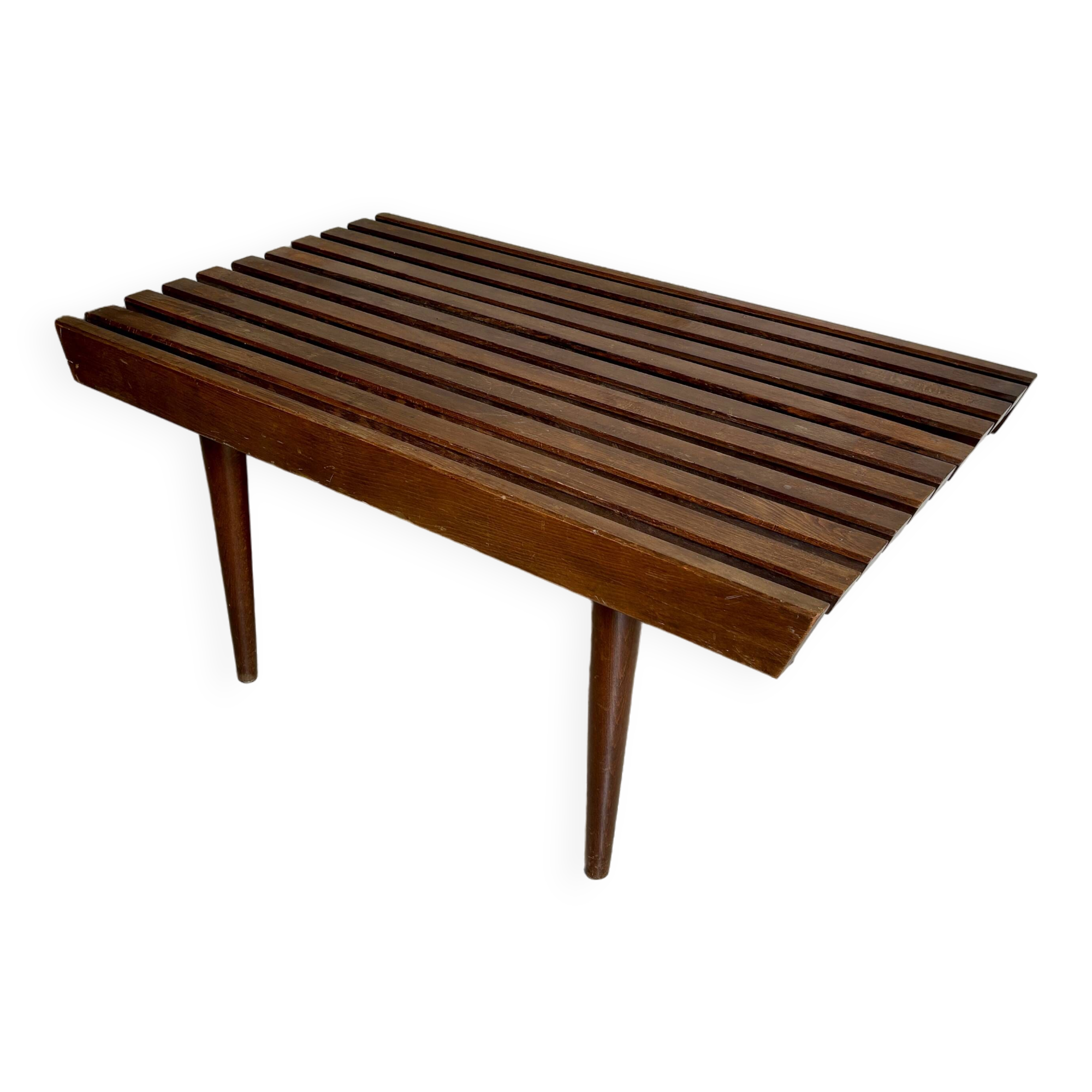 Coffee table, bench in dark laminated wood