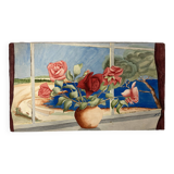 Watercolor with vintage bouquet