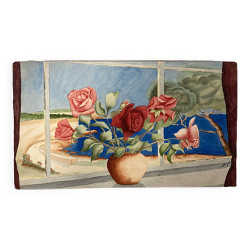 Aquarelle au bouquet vintage