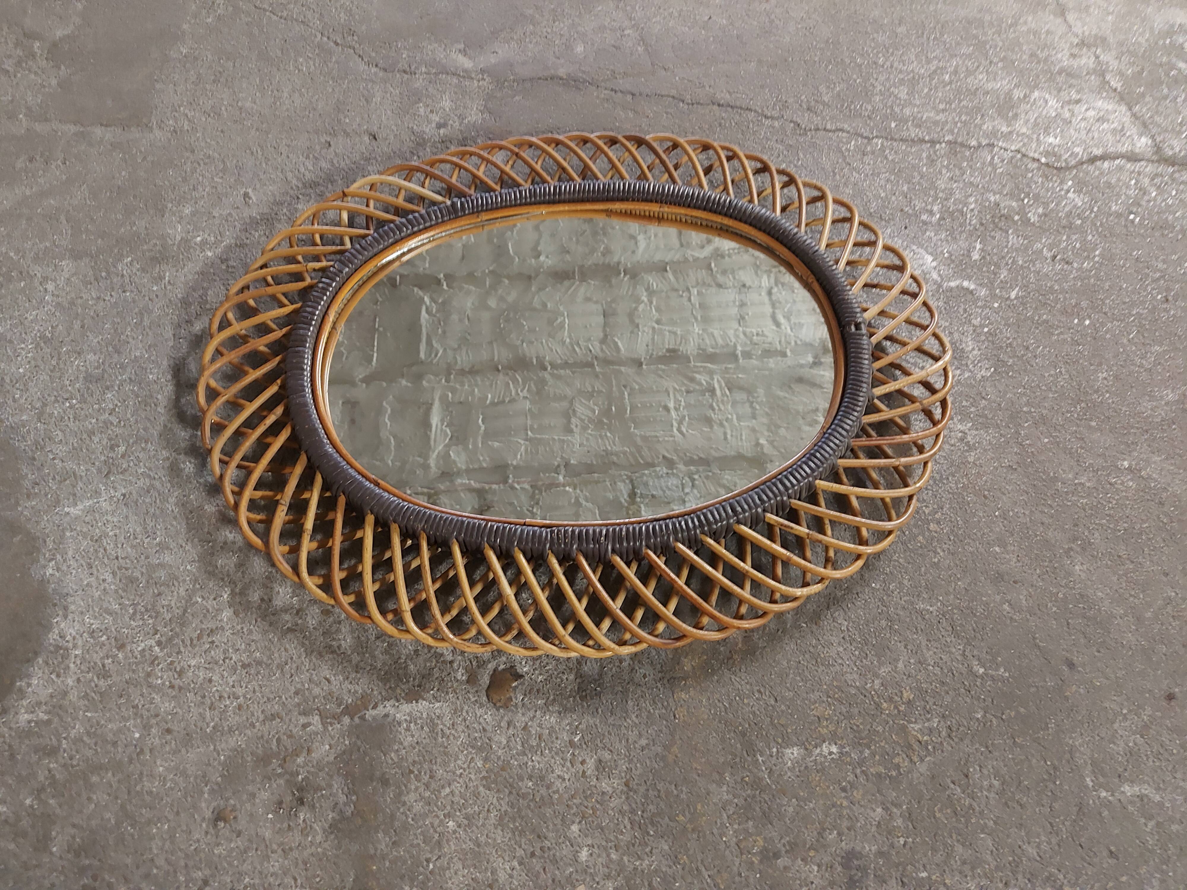 Very large rattan mirror