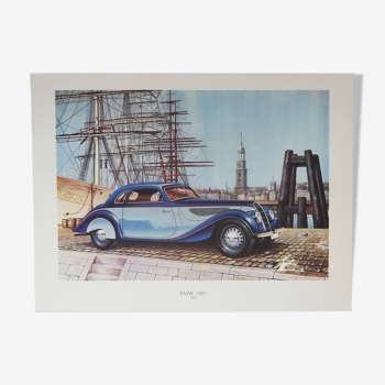 Lithographie voiture ancienne BMW