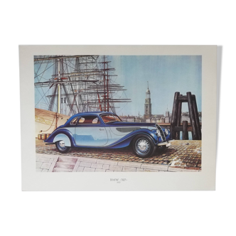 Old BMW car lithograph